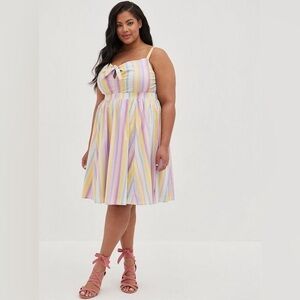 Torrid Pastel Mini Poplin Tie-Front Skater Dress